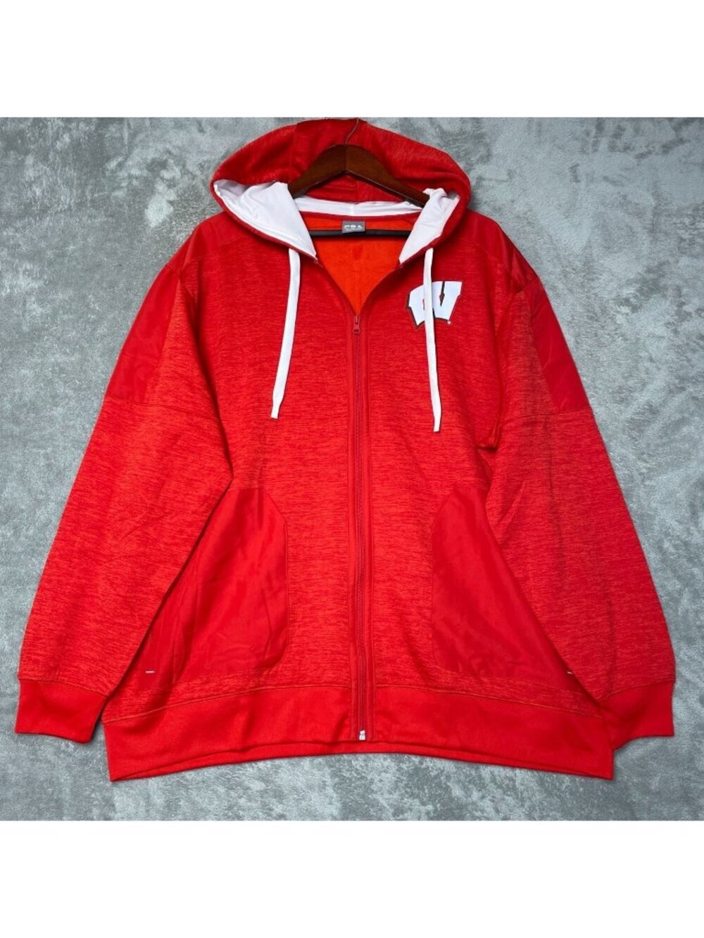 CSA Men's 2XL Red Full-Zip Hoodie Sweatshirt White Hood Lining Polyester d1739